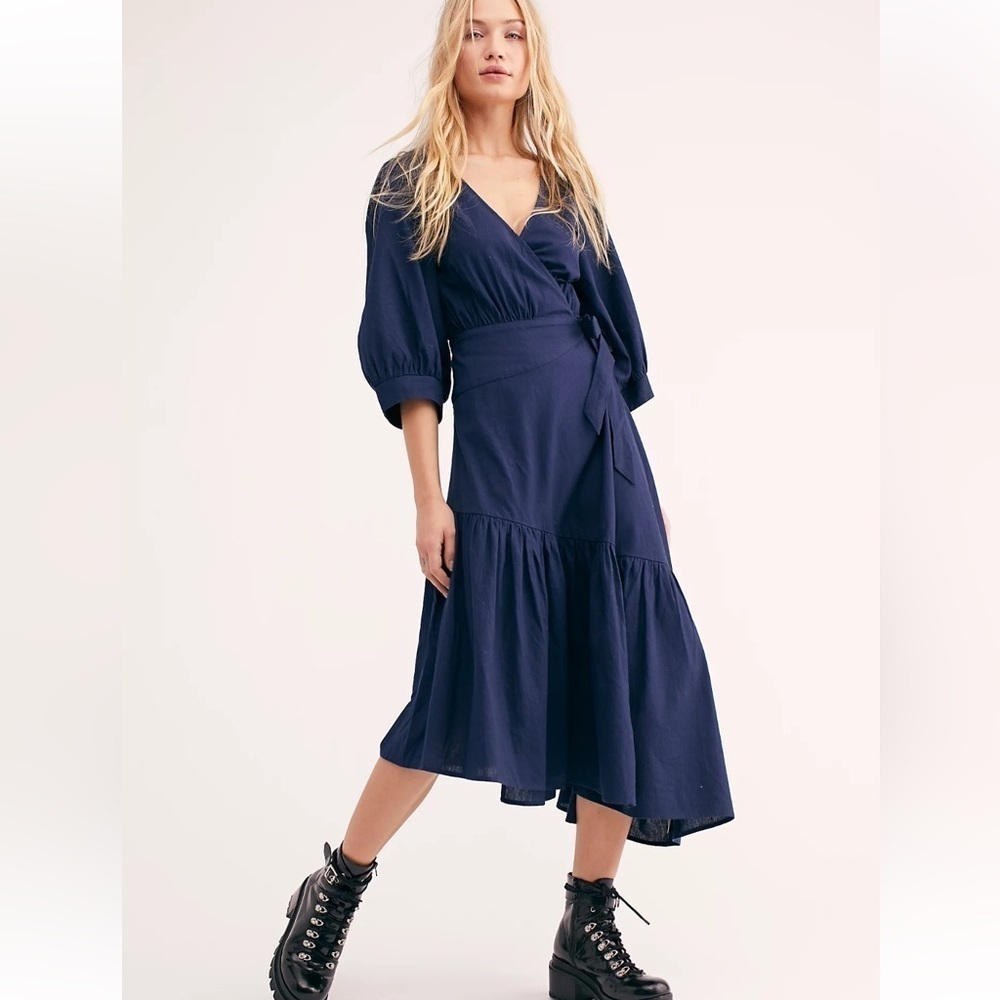 Free People Navy Midi Dress